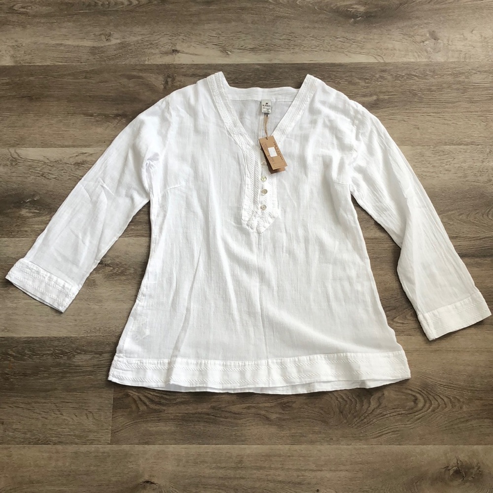 New with tags Blanco made in Peru 100% cotton white tunic
